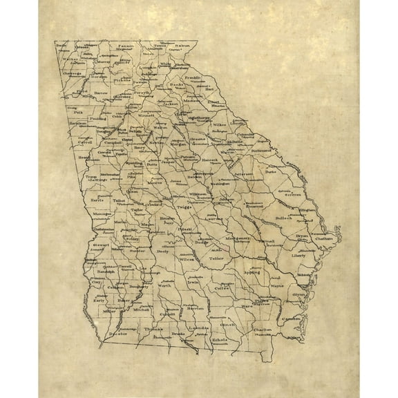 Historic State Map - Georgia - 1893 - Vintage Wall Art