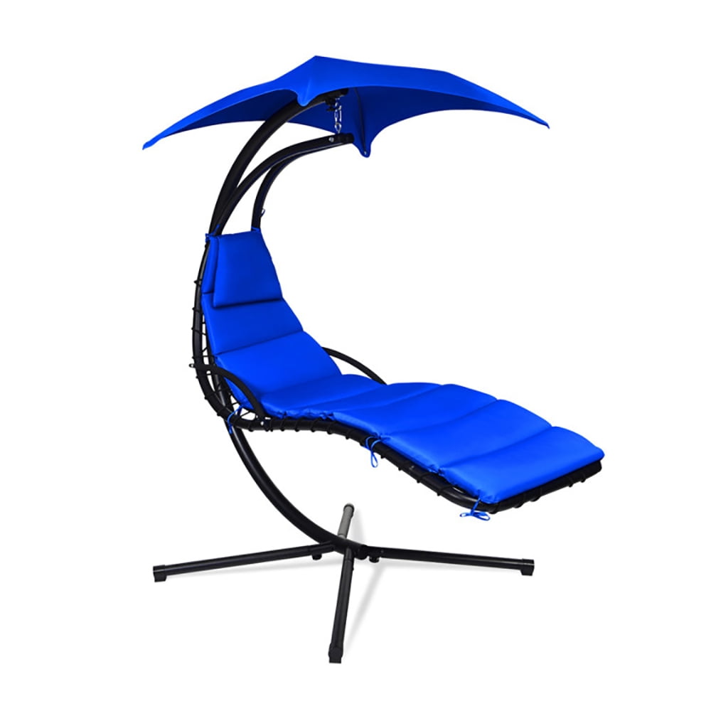 Aimee Lii Hanging Stand Chaise Lounger Swing Chair with Pillow, Patio Loungers, Navy