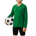 thumbnail image 5 of MGDXOX Kids Long Sleeve Customizable V Neck Sport Jersey Lightweight Mesh Fabric Spring Summer Personalized Sports Practice Team Wear Green 12-13Years, 5 of 9