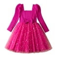 thumbnail image 1 of Zanarzt Robe pour Tout-Petits Fille Robe à Manches Longues Confortable en Maille Douce Robe de Princesse à la Mode Rose Vif, 5-6 Ans, 1 of 6