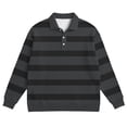 thumbnail image 3 of Xdegoge Men's Striped Shirt Long Sleeve Color Block Casual Fashion Tee Button Placket Soft Lightweight Muscle Pullover Knitted Top, 3 of 5