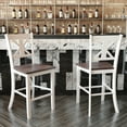 thumbnail image 3 of 2 Piece Counter Stools, X Design Wood Back, Washed White, 3 of 4