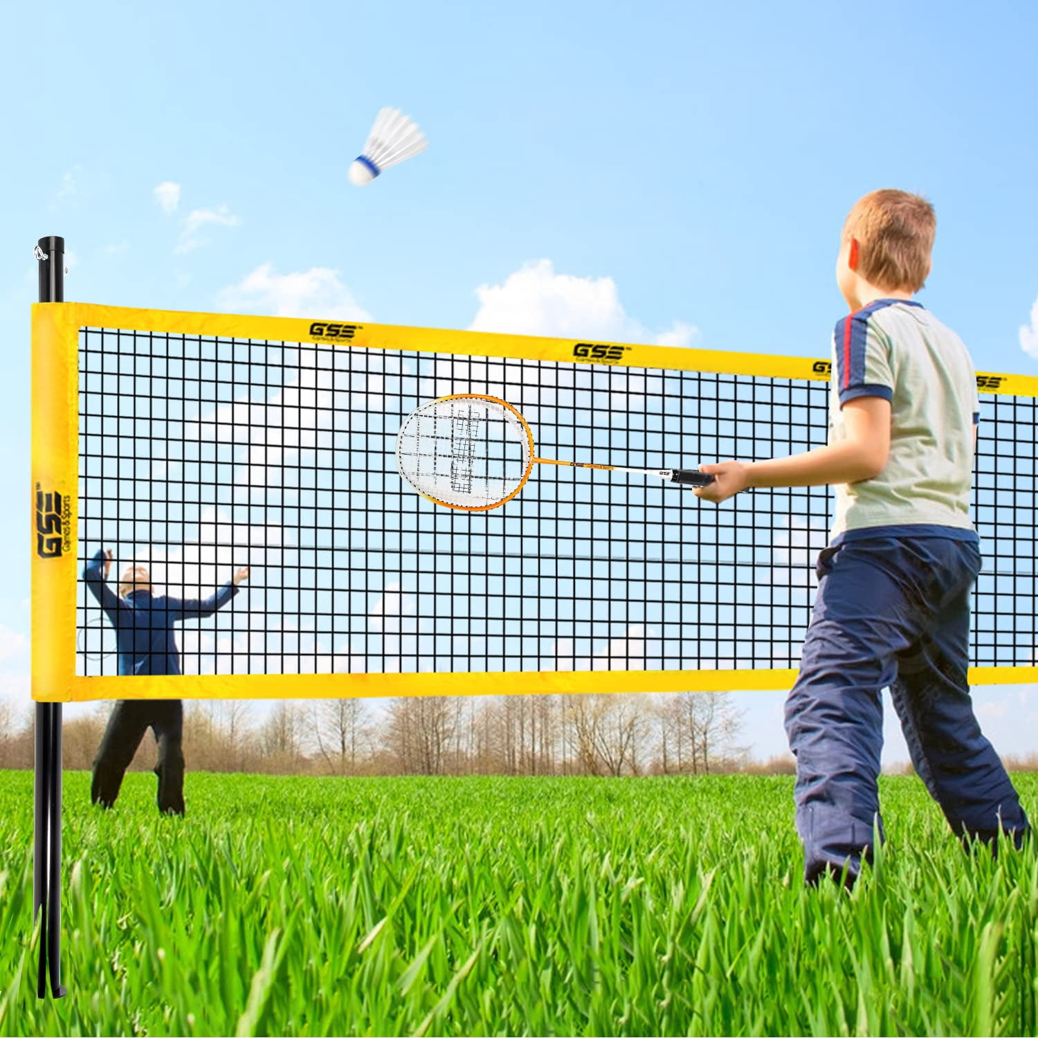 Outdoor Yard Net Game Set For Backyards  Parks Beach Lawn. Volleyball Badminton Or Combo Available