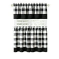 thumbnail image 2 of Kate Aurora Modern Farmhouse Black Plaid Gingham Country Rod Pocket Light Filtering Kitchen Curtains, 58 x 14 in (2 Panels), 2 of 5