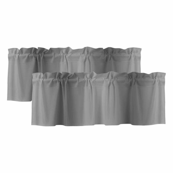 2 Pack Gray Gradient Valance for Window Abstract Texture Modern Simple Kitchen Valance Rod Pocket Short Curtain Topper Decorative Window Treatment for Living Room Bedroom 42"x12"