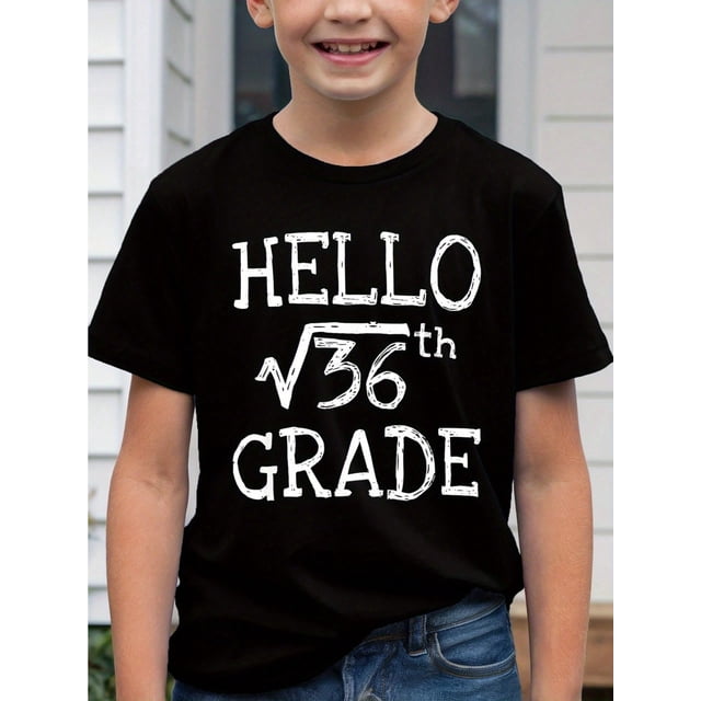 6th Grade Math T-Shirt For Boys & Girls - "Hello 6th Grade" Square Root of 36 Design, Lightweight & Comfortable Round Neck Casual Top, Perfect Back-To-School Gift, Cute Shirts