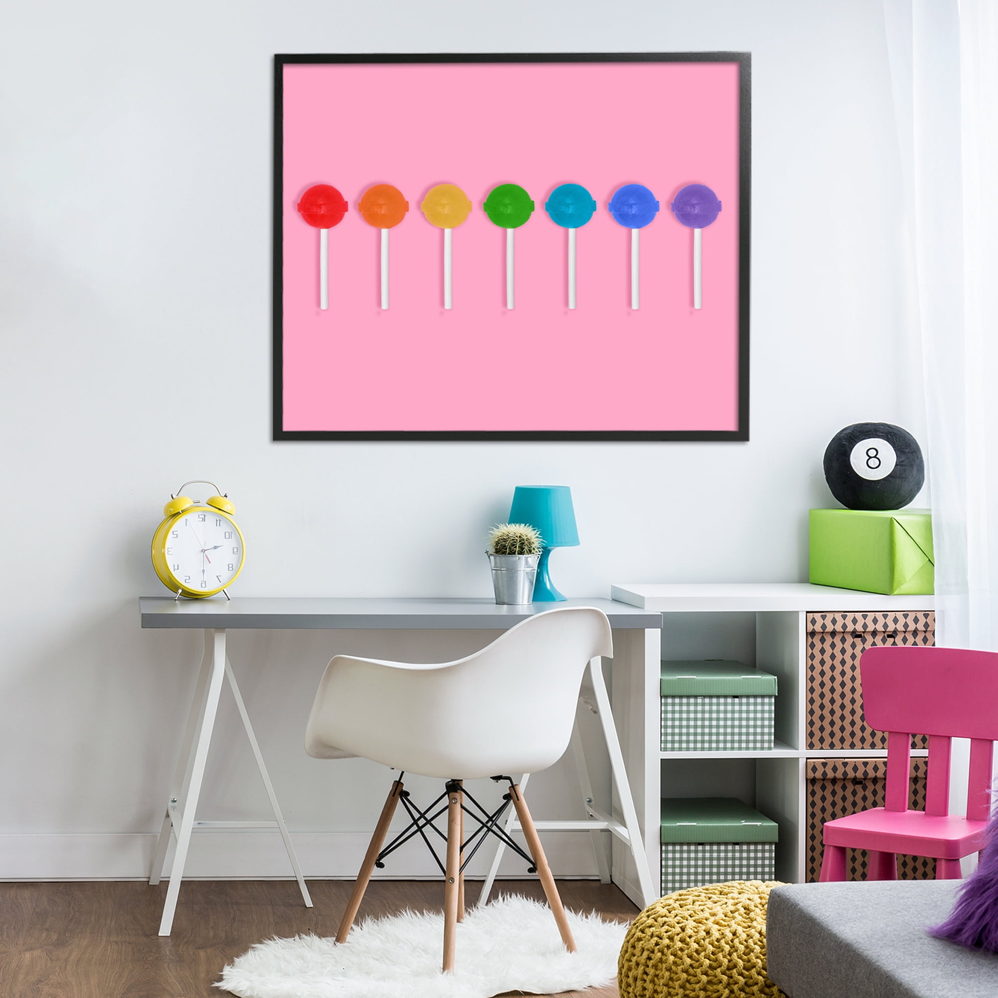 Stupell Industries Row of Rainbow Lollipops Black Framed Giclee Art, design by LISH Creative