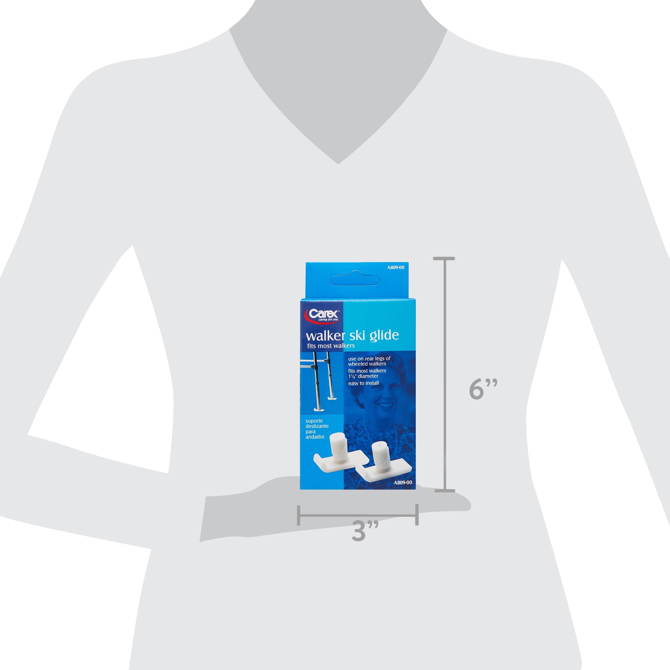 Carex Walker Ski Glides, Fits Most Walkers, White