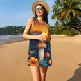 thumbnail image 3 of Balery Vintage Blue Leaf Mushroom Vestidos de verano para mujer con estampado: vestido holgado sin mangas, vestido playero informal y cómodo para días calurosos., 3 of 7