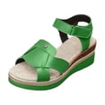 thumbnail image 5 of Rokment Platform Wedge Sandals for Women Boho Beach Vintage Casual Leather Linen Sole Espadrilles Chunky High Heel Dress Summer Shoes Green Size 8.5, 5 of 7