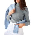 thumbnail image 3 of Suéteres Acanalados para Mujer, Lindos Suéteres de Punto de Cuello Alto, Ajustados y Cálidos Gris un Tamaño, 3 of 9