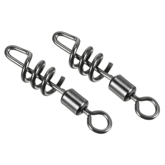 Cork Screw Swivel Snap, 33lb Stainless Steel Quick Release Fishing Terminal Tackle, Black, 10 Pack