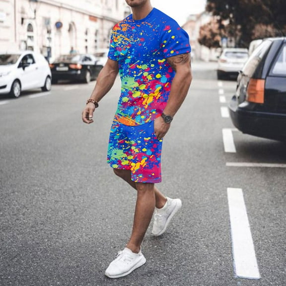 Vedolay Shorts Tracksuit For Men 2023 Casual Sport Set for Mens Two Piece Suit Casual Suit Sweatsuit Sportswear,Purple L