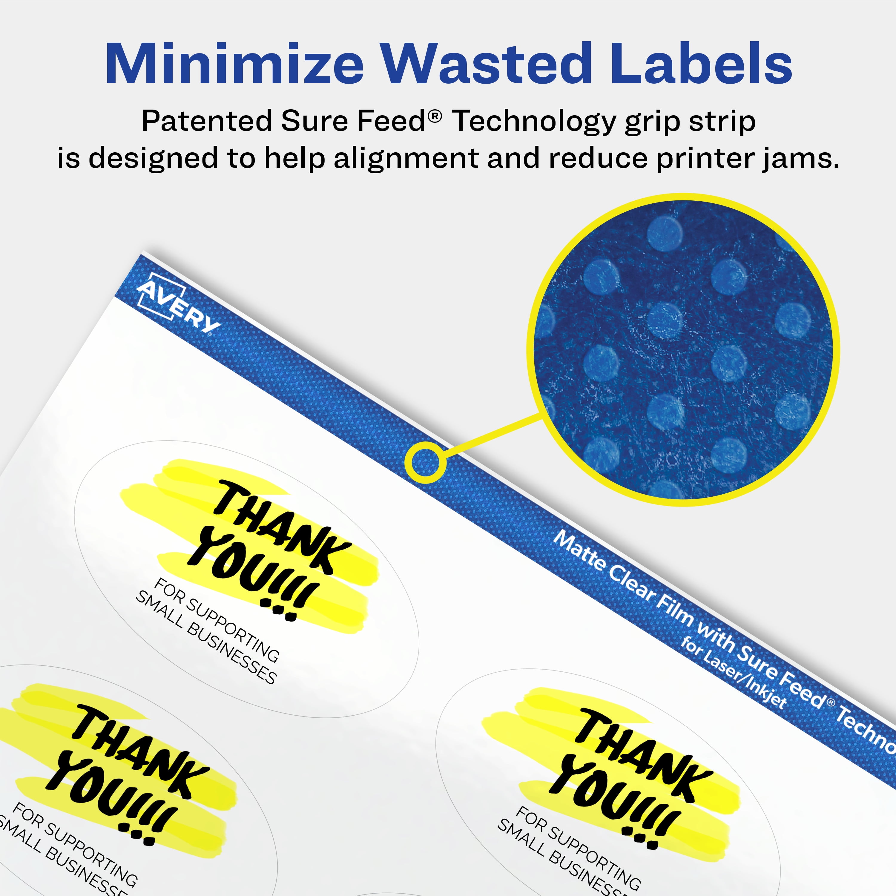 Avery Matte Clear Oval Labels, 1-1/2" x 2-1/2", 1,800 Total