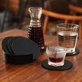 thumbnail image 3 of Ensemble de 6 Pcs Dessous de Verre Ronds en Cuir PU pour Boisson et Café Napperons Tapis Napperon de Table, 3 of 9