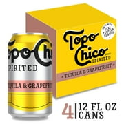 Topo Chico Spirited Tequila & Grapefruit Spirit Coolers, 4 Pack, 12 fl oz Aluminum Cans, 5.9% ABV