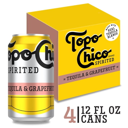 Topo Chico Spirited Tequila & Grapefruit Spirit Coolers, 4 Pack, 12 fl oz Aluminum Cans, 5.9% ABV