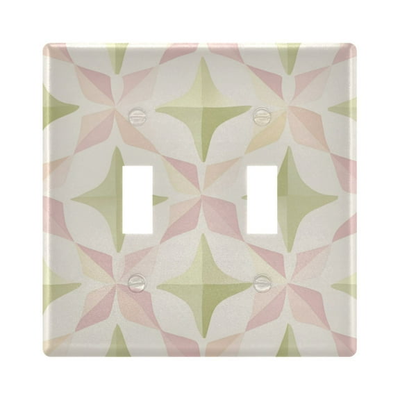 Yayeee Toggle Light Switch Wall Plate 2-Gang 4.56"x4.48" Decorative Outlet Cover, Pastel Pink Geometric