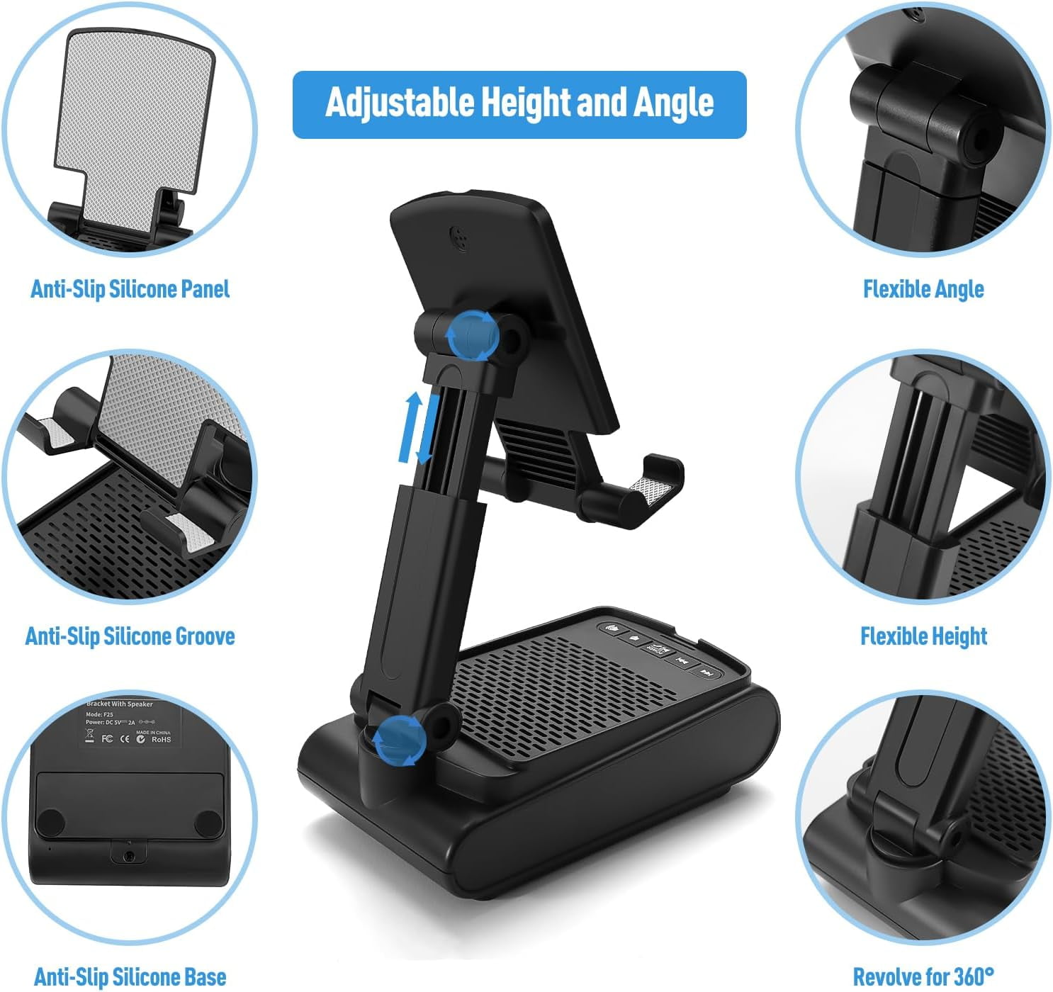 Pcs Wireless Bluetooth Speaker Cell Phone Stand - Unique Gifts for Men/Teens, White Elephant Stocking Stuffers
