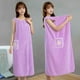 thumbnail image 4 of Toalla de baño para mujer y adultos, bata de baño lavable de estilo largo, absorbente de agua, algodón puro, falda de pelo seco, 4 of 6