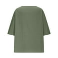 thumbnail image 5 of Wyobmus Womens Linen Tops Short Sleeve Round Neck Loose T Shirt Solid Color Draped Shoulder Flowy Tees Tunic Summer Shirt With Pockets S-2X Olive Green, 5 of 7