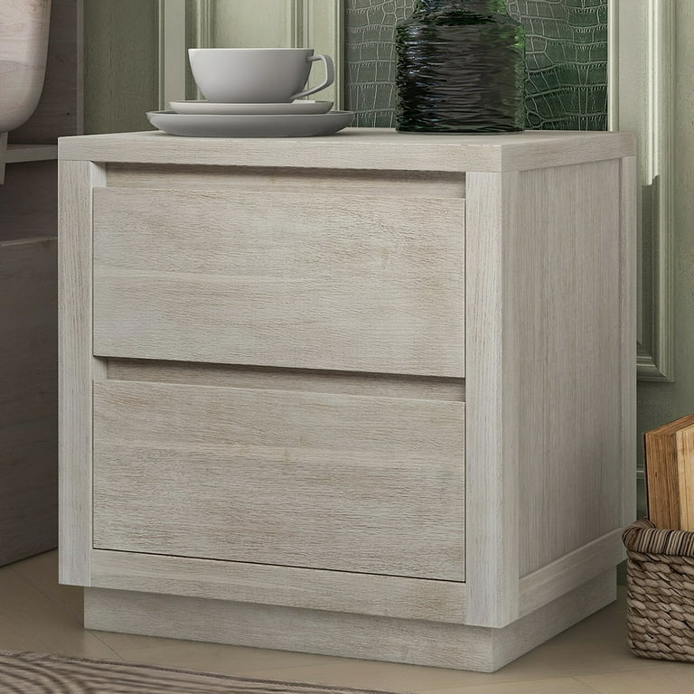Hommoo Simple Style 2 Drawer Wooden Nightstand Modern Side Table