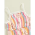 thumbnail image 6 of Yunliwuli Little Girls Summer Casual Jumpsuit Sleeveless Flower Print Colorful Striped Flare Playsuit, 6 of 9