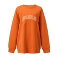 thumbnail image 4 of WREESH Women's Oversized Sweatshirt Trendy Letter Printed Long Sleeve Pullover Top Orange, 4 of 5