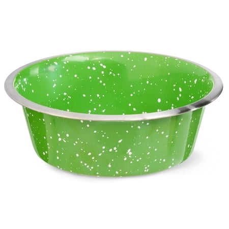 Vibrant Life Splatter Stainless Steel Dog Bowl, 60 oz, Green