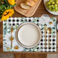 thumbnail image 4 of Spring Floral Placemats Set of 8, Daisy Eucalyptus Leaves Black White Plaid Placemats for Dining Table, Place Mats for Kitchen Tabletop, Waterproof Wipeable Dining Table Mats Set, 4 of 9