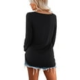 thumbnail image 3 of Fancyglim Womens Long Sleeve Tee Shirts V Neck Basic Comfy Tops Tunic Black L, 3 of 4
