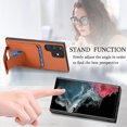thumbnail image 4 of Allytech Card Holder Back Cover Case for Samsung Galaxy S24 Ultra, PU Leather TPU Hybrid Kickstand Anti-Scratch Shockproof Slim Vintage Phone Case for Galaxy S24 Ultra, Brown, 4 of 8