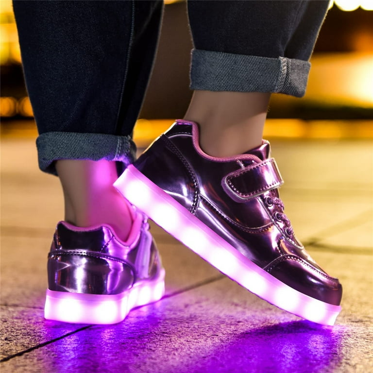YAZI LED Light up Shoes Kids Low LED Sneakers USB Rechargeable Glowing Luminous for Boys Girls Toddler Child Walmart