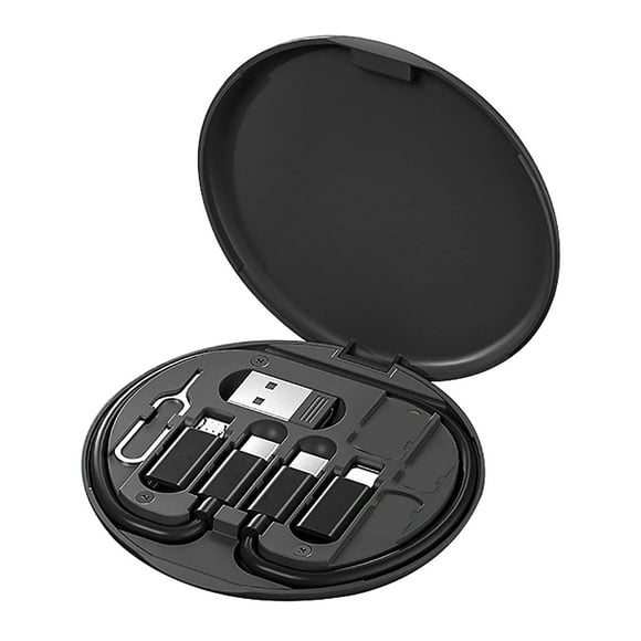 WIFKLSIIPG USB Adapter Cable Conversion Storage Box, Lightning- Type C Micro Data Transfer Tool Contains Sim Card Slot Tray Eject Pin, Use as Phone Holder