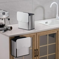 Towallmark 1.3 Gal Hanging Trash Can with Lid, Stainless Steel Kitchen Compost Bin with Inner Bucket and Charcoal Filter for Countertop or Under Sink, Wall Mounted Waste Bin for Cupboard/Bathroom