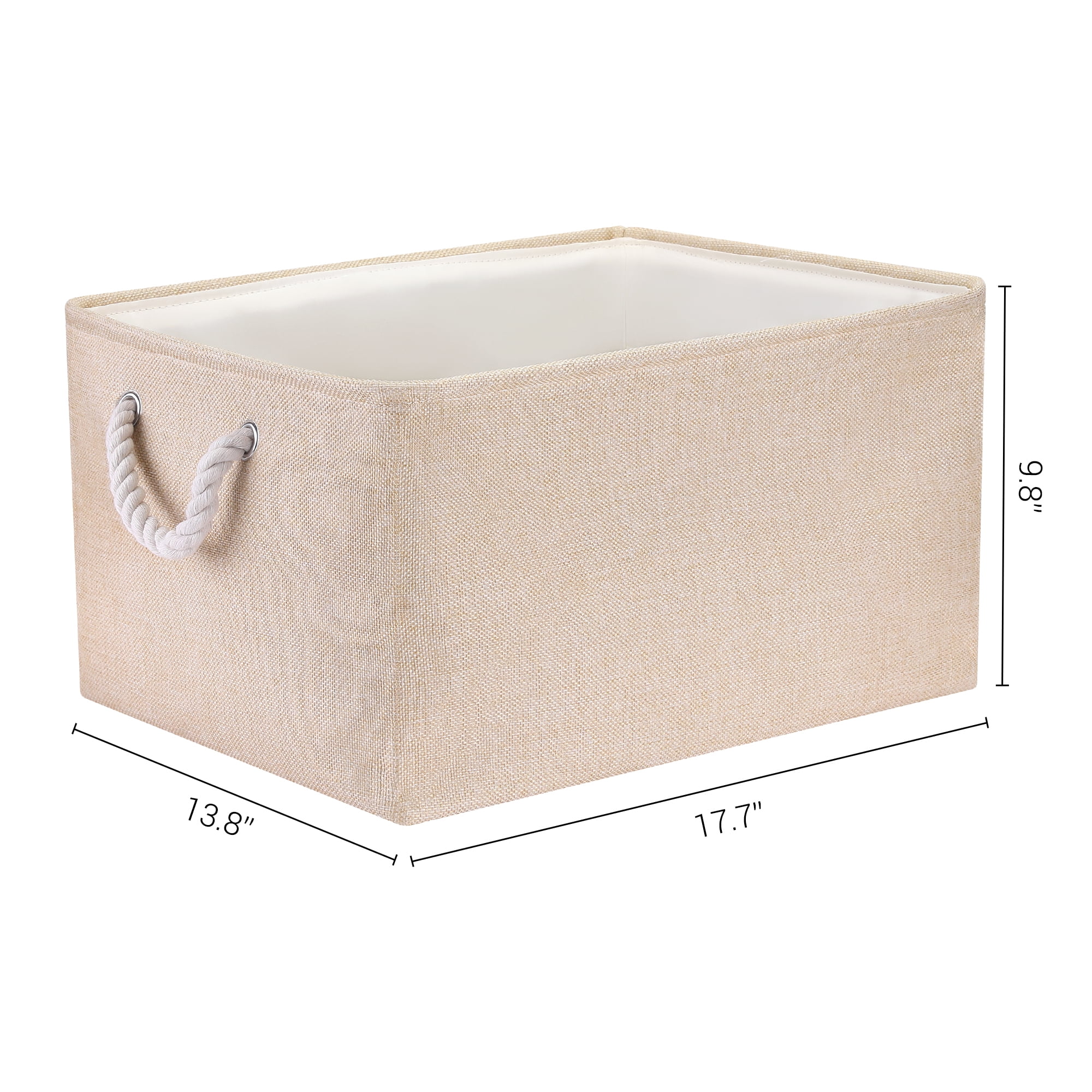 Unique Bargains Fabric Storage Cube Storage Bin Storage Basket White 17.7*13.8*10in