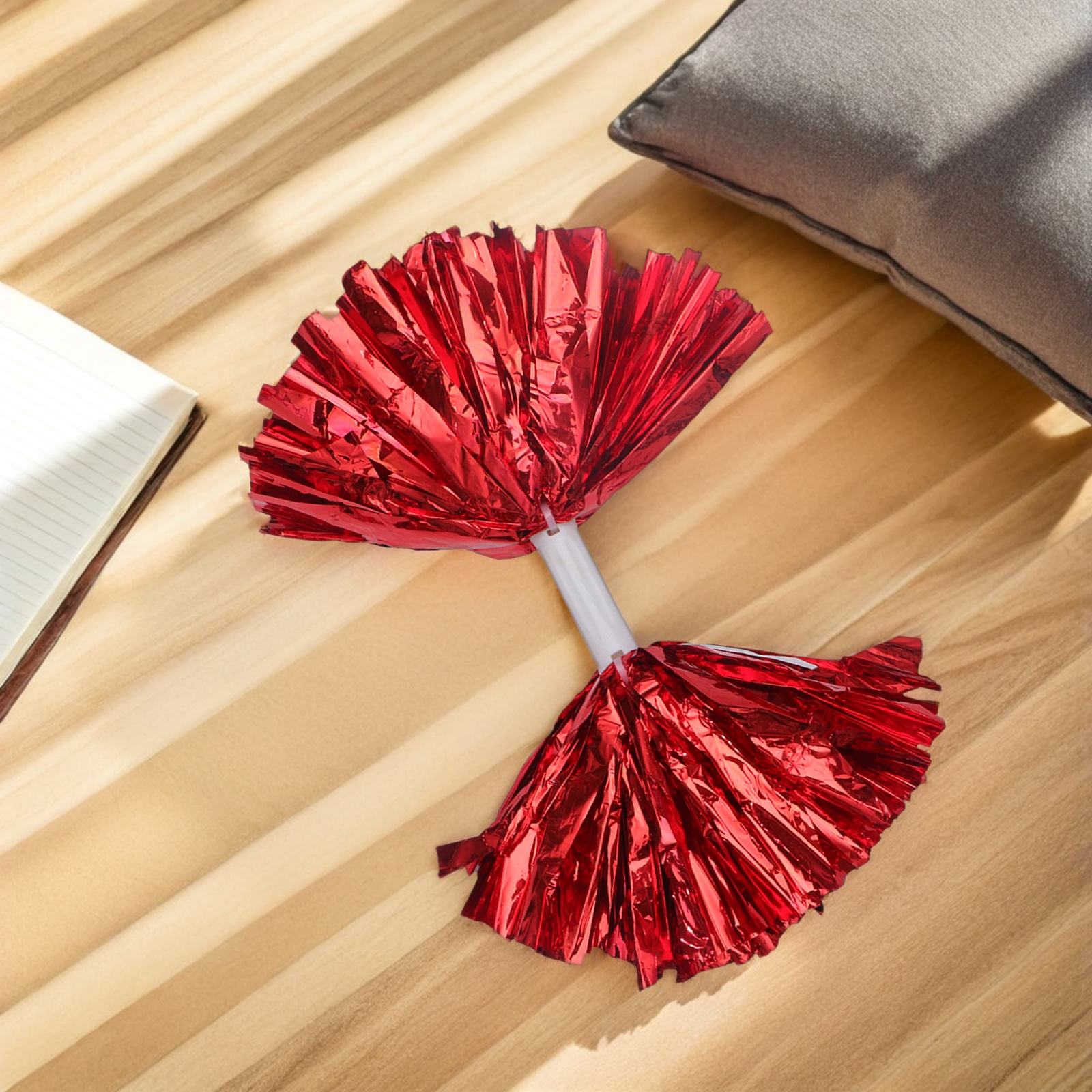 HONMEET Red Cheerleading Pom Poms, Set of 4 Lightweight Plastic Handheld Spirit Pom Poms for Sports and Dance