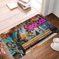 thumbnail image 2 of Salouo Graffiti Lamp Urban Scene Pattern Outdoor Indoor Sturdy Doormats 16’’×24’’, Anti Fatigue Soft Flannel Thick Door Mat,Non-Slip Rectangle Rug Cushion, 2 of 7