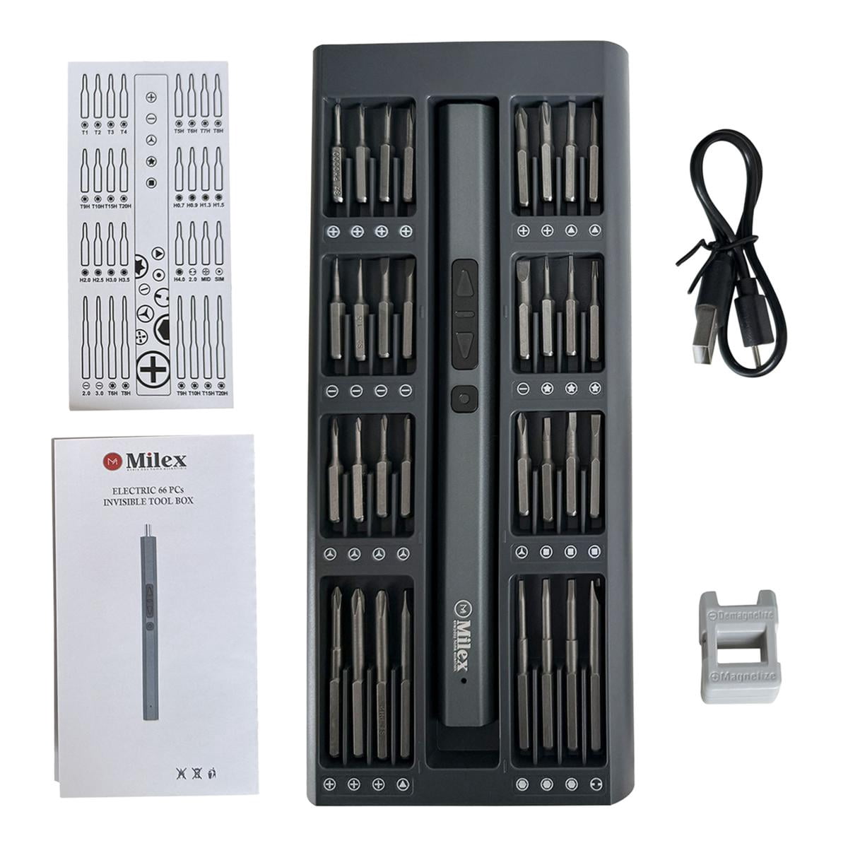 Milex 66-piece Invisible Tool Box Electric Screwdriver Set