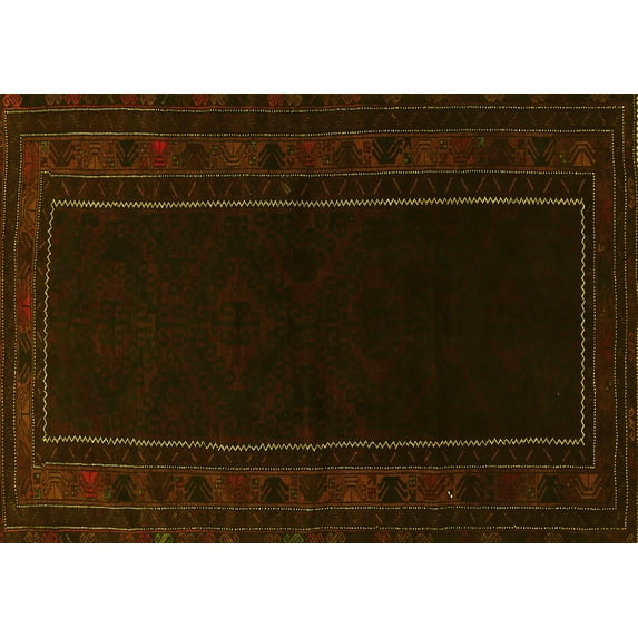 Ahgly Company Machine Washable Indoor Rectangle Persian Yellow Traditional Area Rugs, 2' x 4'