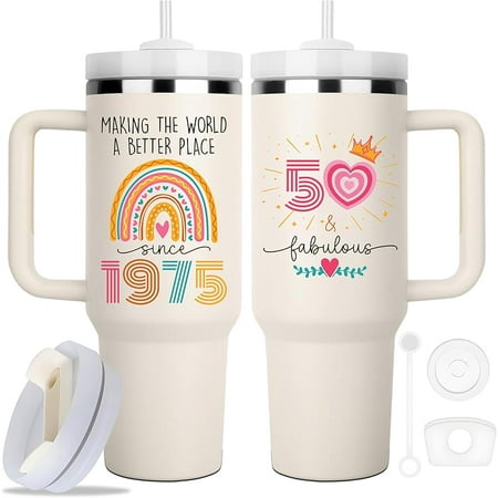 Happy 40Th Birthday Decorations Gifts For Woman - 40 Year Old Birthday Gifts Idea For Women, Her, Mom - 1985 Birthday Gifts For Women - Turning 40 Gifts For Women - Forty Birthday Tumbler 40Oz