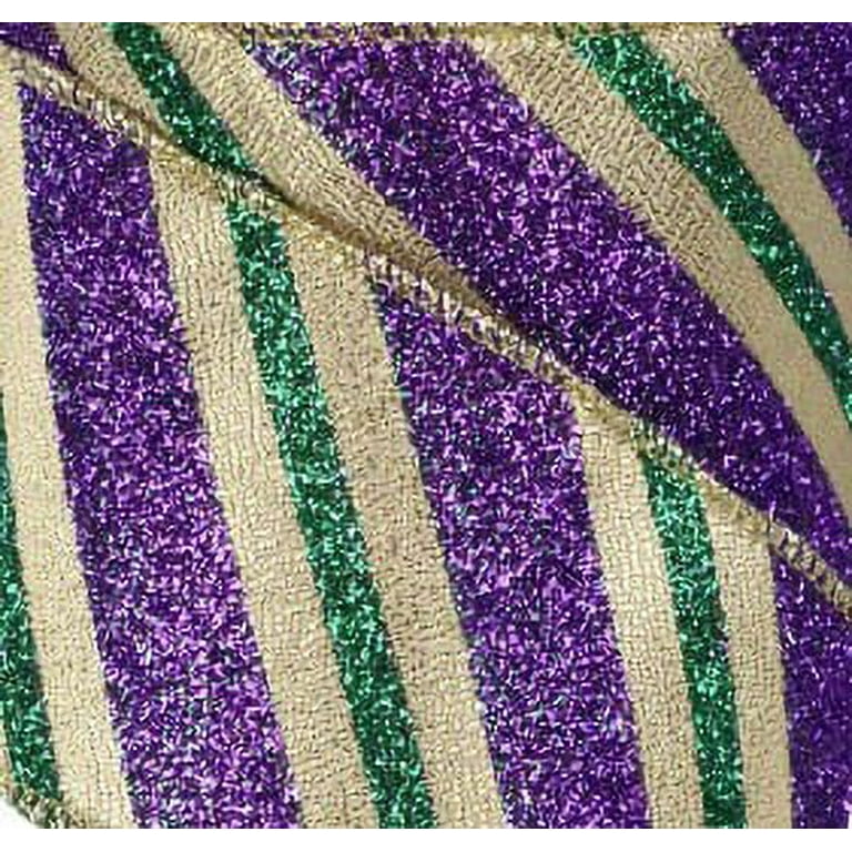 Mardi Gras Ribbon, Mardi Gras Glittered Harlequin Ribbon, 2.5” Width  Ribbon, 1.5 Width Ribbon, Green Purple and Gold Ribbon