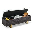 thumbnail image 3 of MCombo Modern Storage Ottoman Bench, Faux Leather Upholstered Footstool with Storage Space, Bed End Bench for Bedroom, Living Room, Entryway W463(Brown), 3 of 9