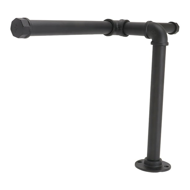 Perchero de ropa de tubo de hierro Perchero de montaje en pared con soporte de carga grande Estilo industrial Estructura firme negra a prueba de herrumbre para baño de dormitorio ANGGREK Otros