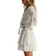 thumbnail image 5 of Vestido de manga larga para mujer Escote en V profundo Color liso Vestido de primavera y verano Cintura alta S-3XL Mini vestido de talla grande SAYOO moda, 5 of 8