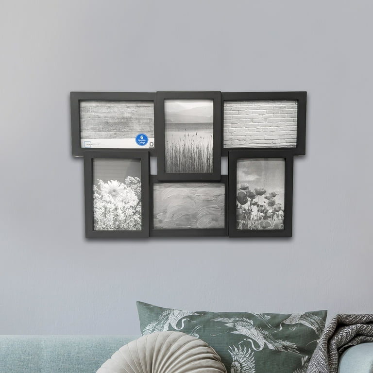 母なる大地 黒枠3枚 銀枠6枚セット Mainstays Collage Frame, 4x6 6-Opening Black Wall and Tabletop