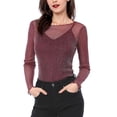 thumbnail image 2 of Allegra K Women's Long Sleeve Mesh with Spaghetti Strap Camisole Tops, 2 of 6