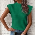 thumbnail image 5 of T Shirts For Women Womens Tops Short Sleeved Half High Collar Textured Wavy Solid Color Top T Shirt, 5 of 7