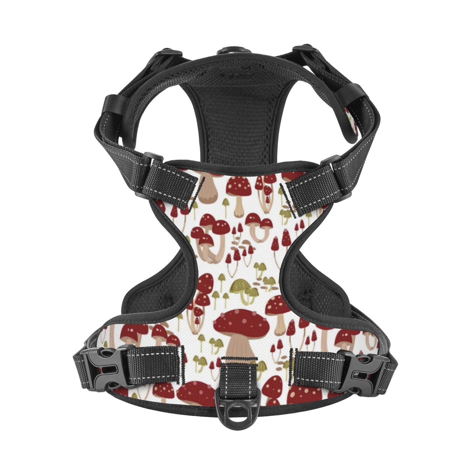 Kdxio Mushroom Print No Pull Dog Harness Adjustable Reflective Oxford Easy Control Medium Large Dog Harness for Training and Everyday-Small