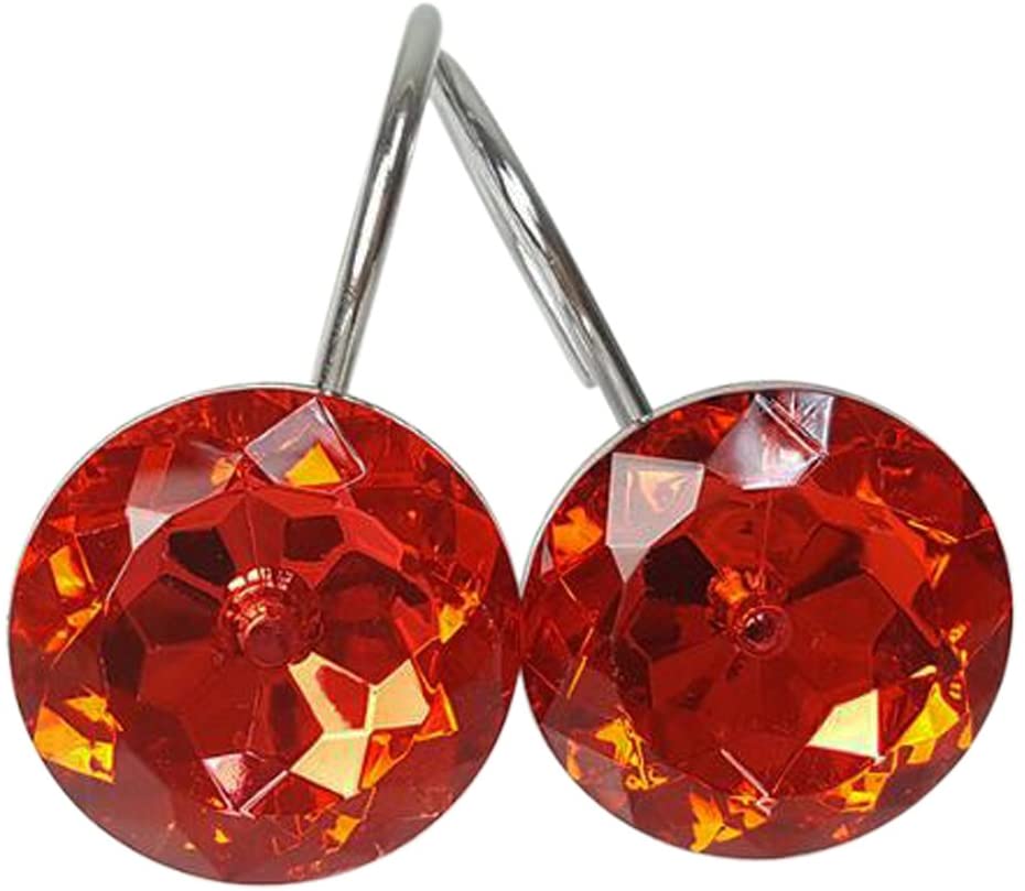 Set of 12 Rhinestone Decoration Stainless Steel Ring Shower Curtain Hook Multi Color Options